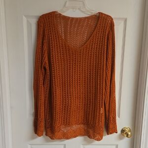 NWOT Crochet V-Neck Long Sleeve Sweater